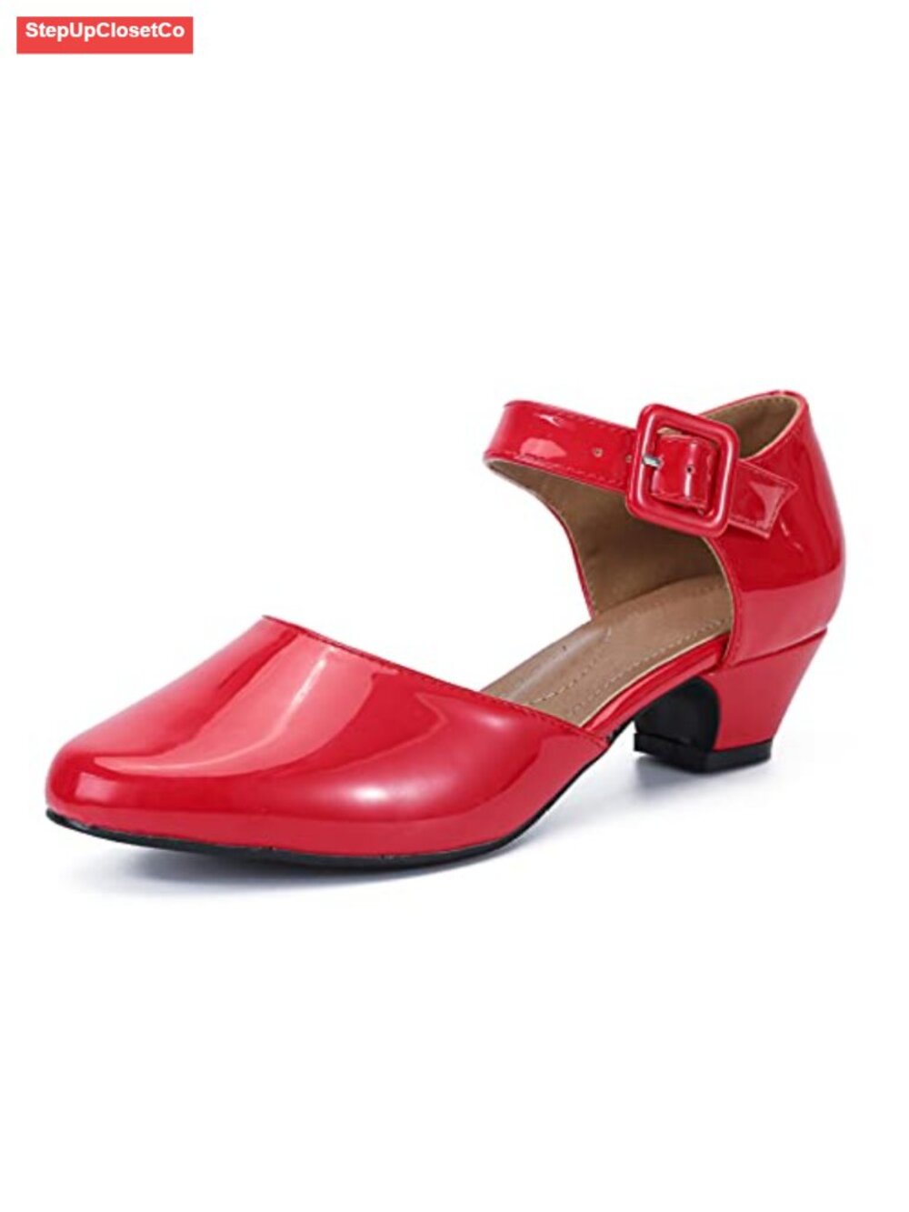 Women's Closed Toe Low Chunky Heel Pumps Ankle Strap Dress Shoes